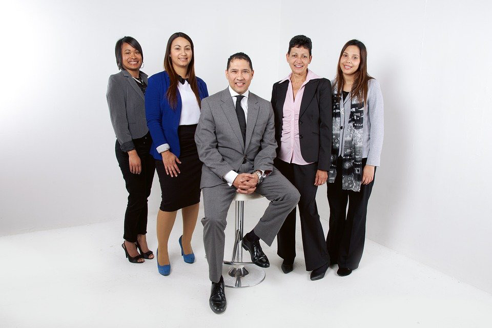 A team of employees in the workplace