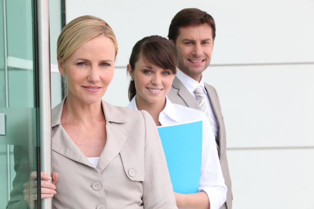 Employees standing together