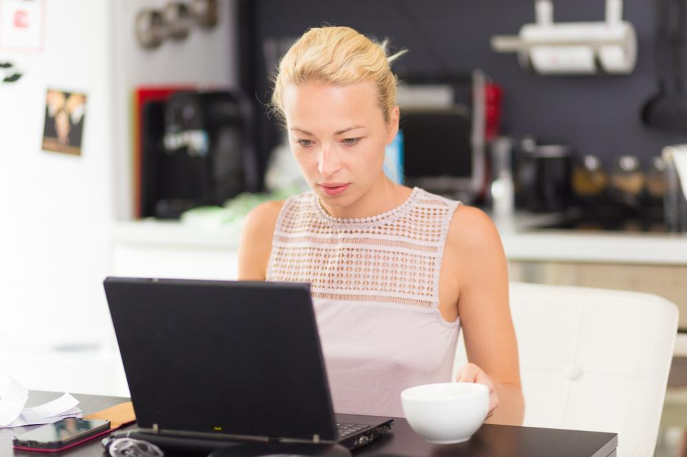 Woman working remotely