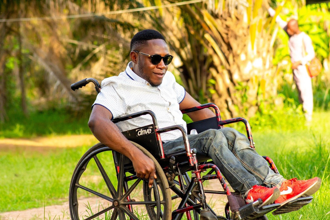 Disabled employee on a wheelchair