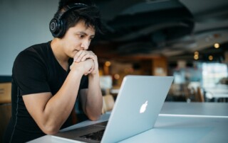 Man Being Attentive in an Online Work