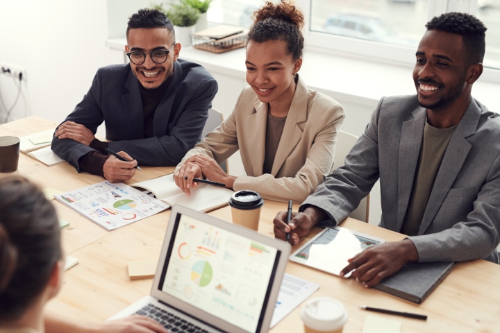 Employees answer survey questions.