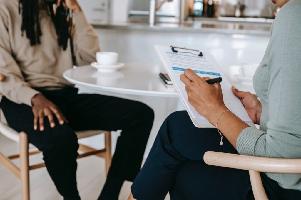 A Woman Sitting in an Interview