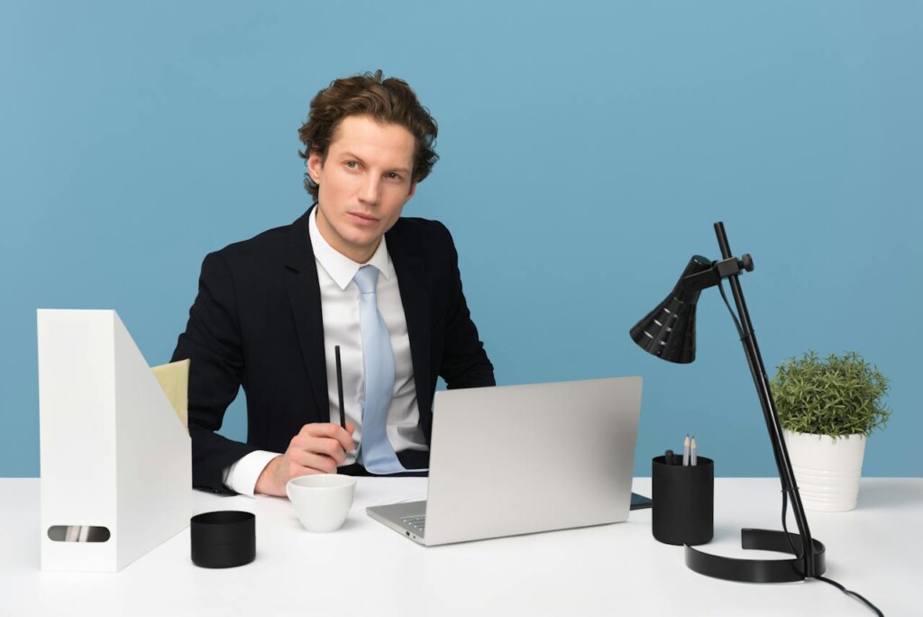 An Employee Sitting at His Desk